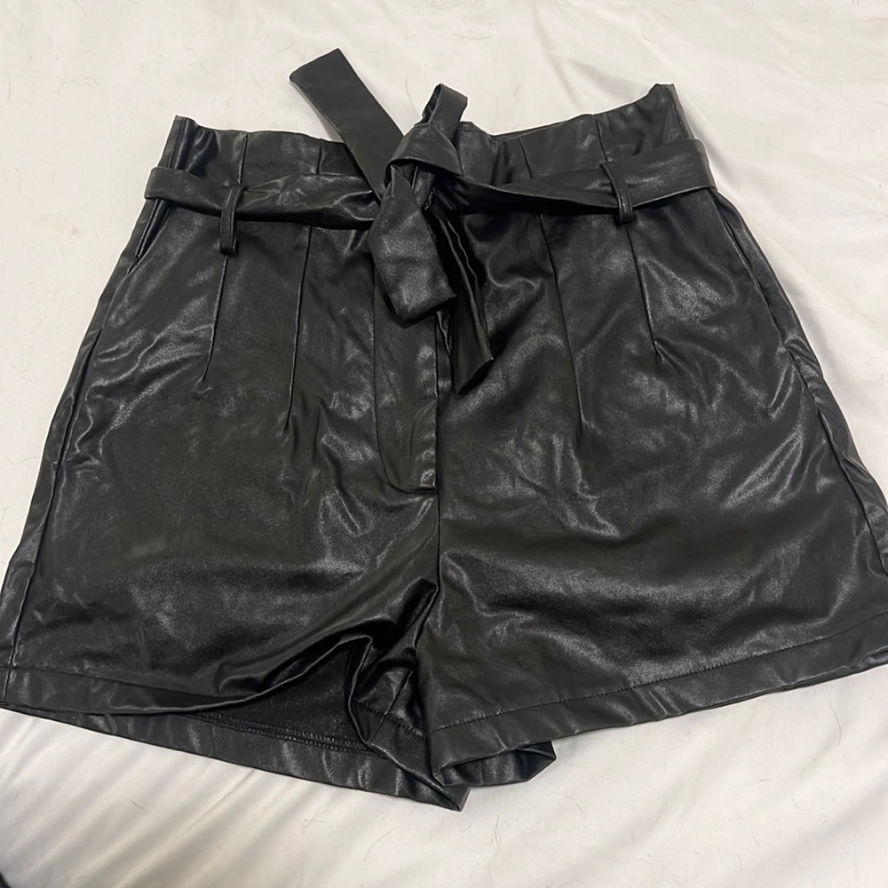 Black Faux Leather Shorts